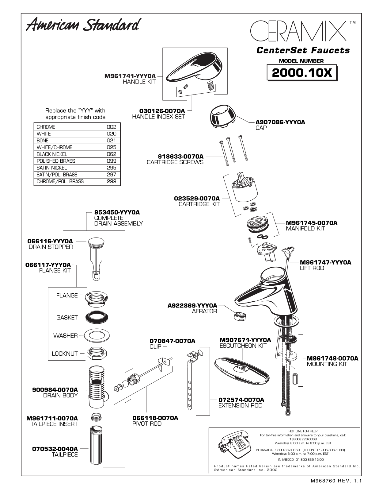 American Standard 2000.10X User Manual