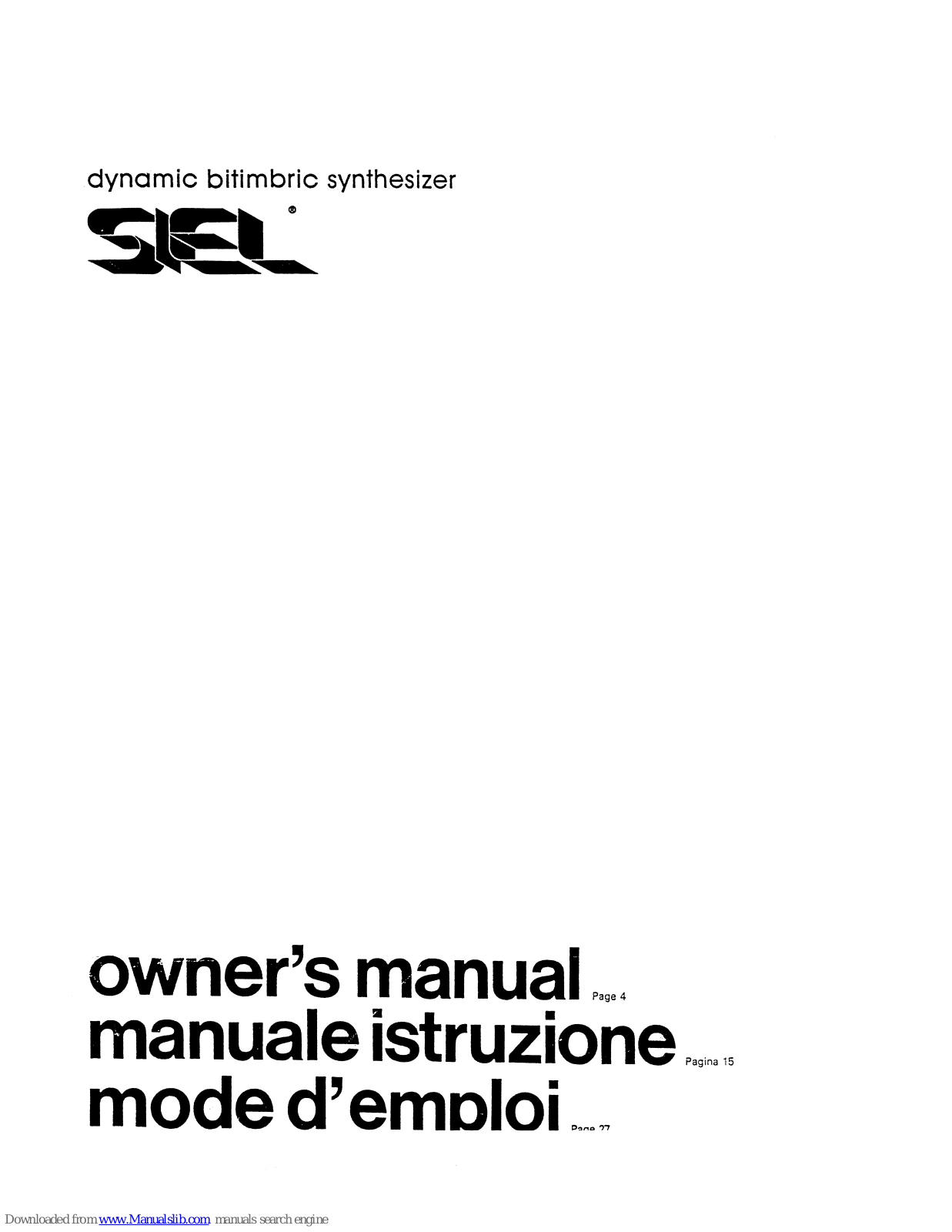 Siel DK 80,DK 80 Owner's Manual