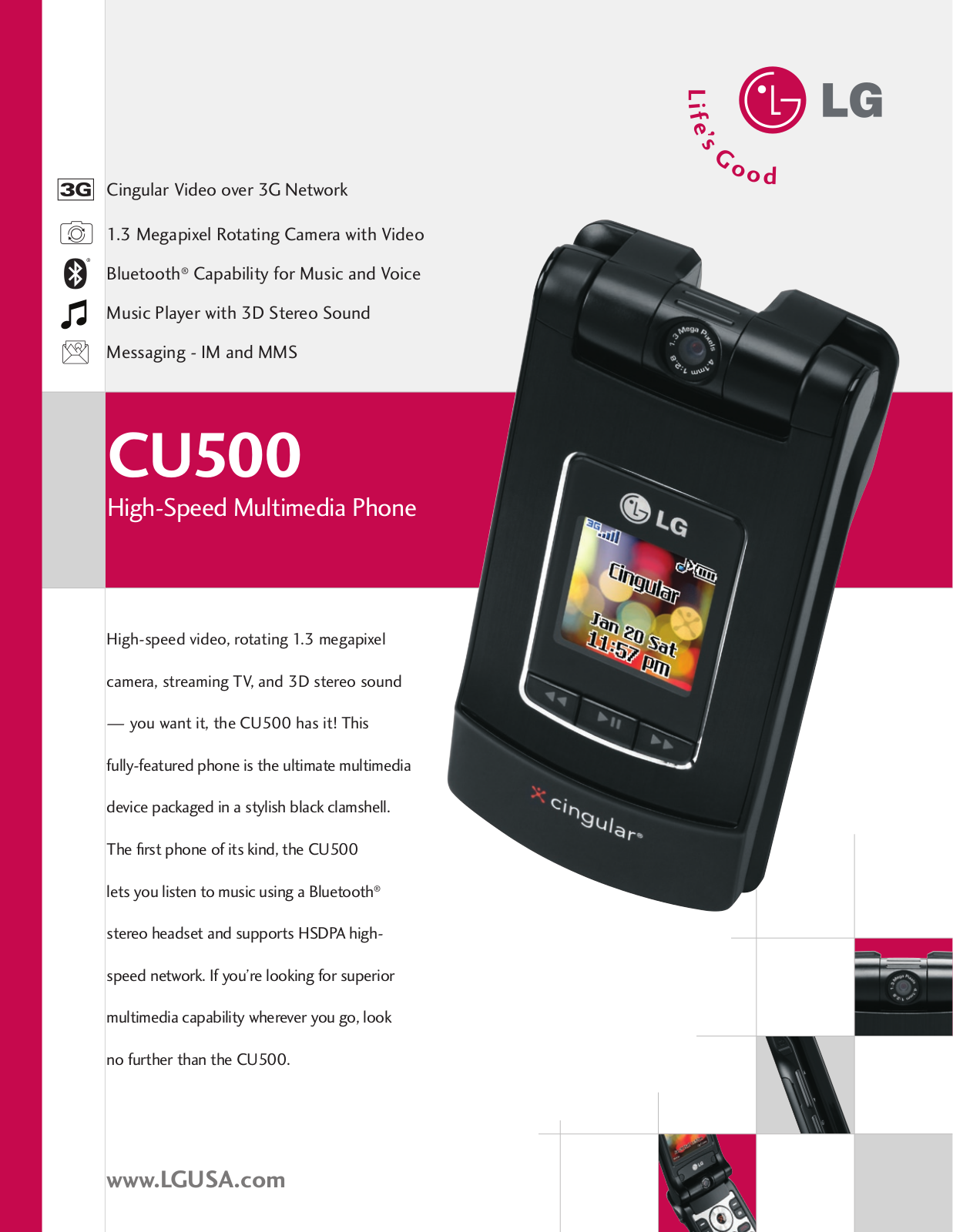 LG CU500 Specification Sheet