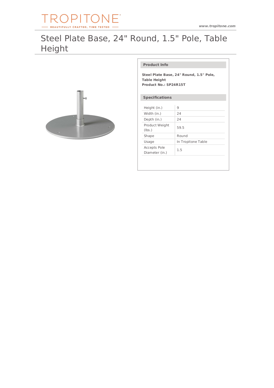 Tropitone TR3272 Dimensions - ManualMachine.com