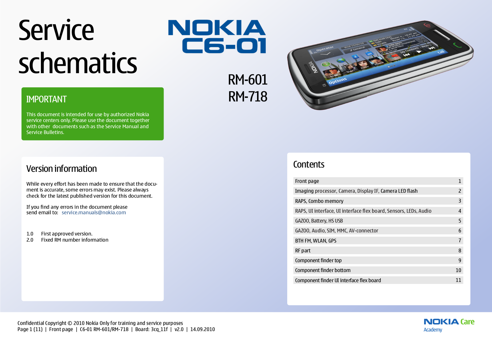 Nokia C6-01 RM-601, C6-01 RM-718 Schematic