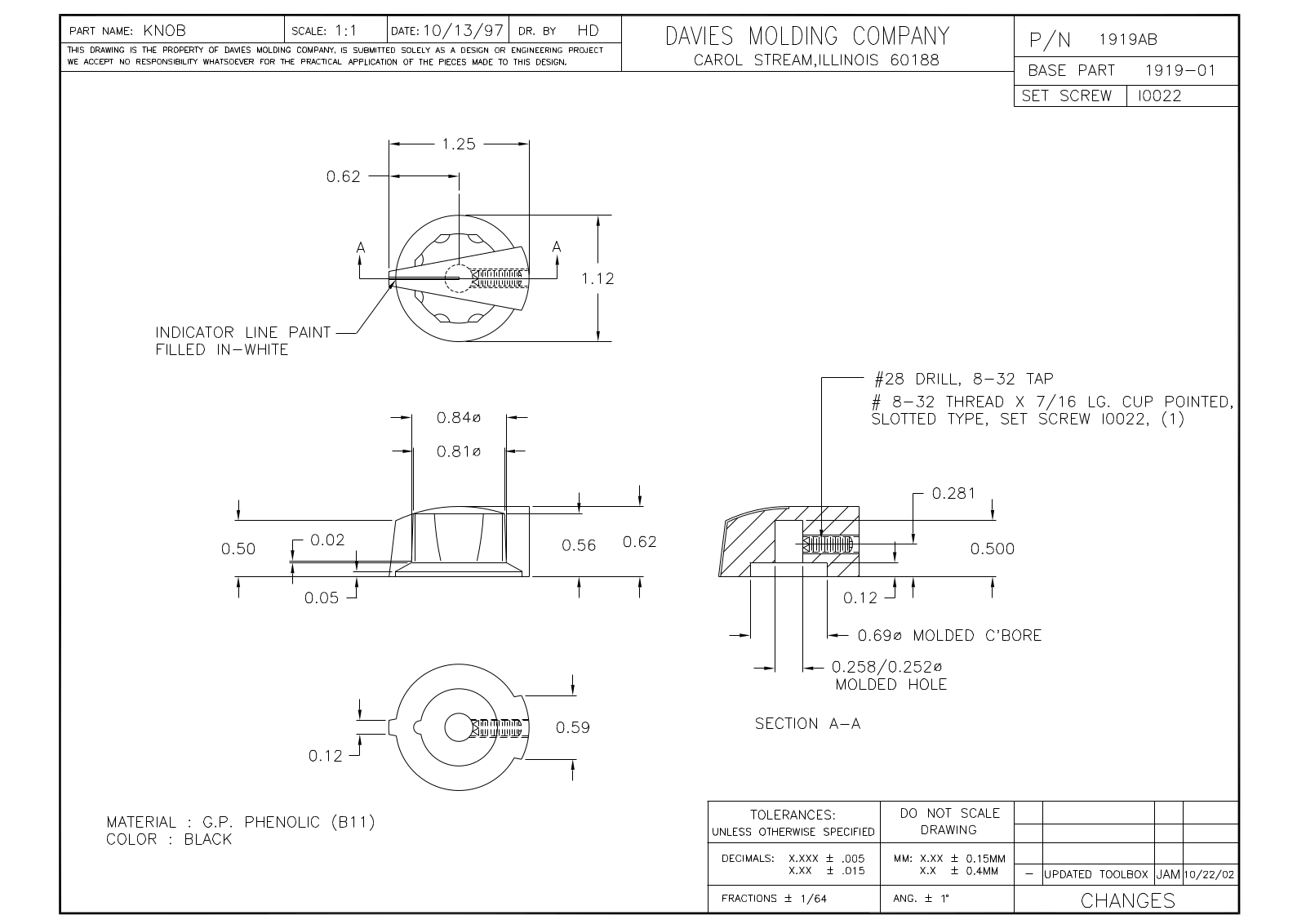 Davies Molding 1919AB Reference Drawing