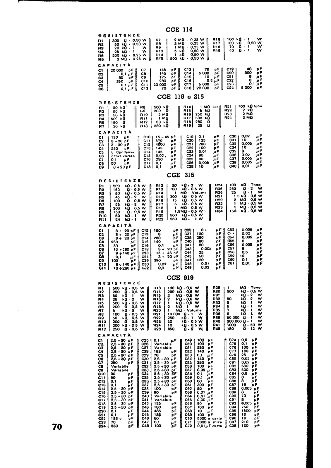 CGE 114, 115, 215, 315, 919 schematic