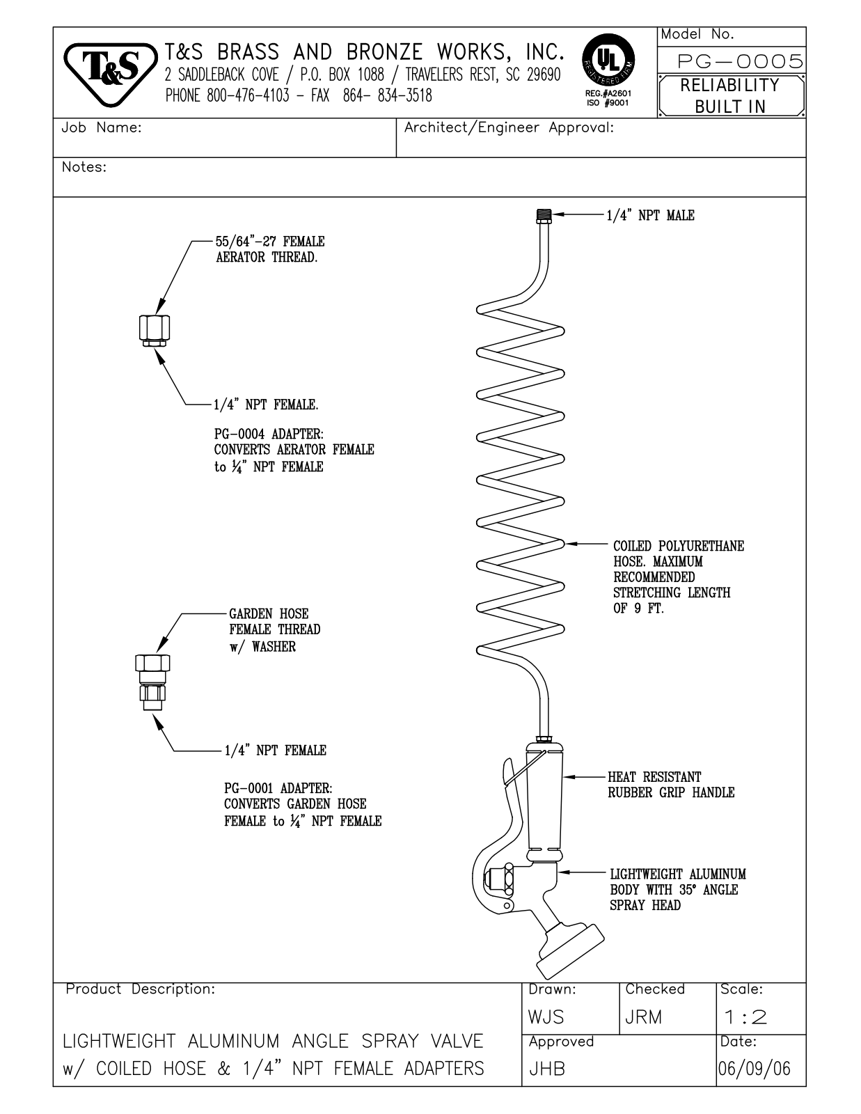 T&S Brass PG-0005 User Manual