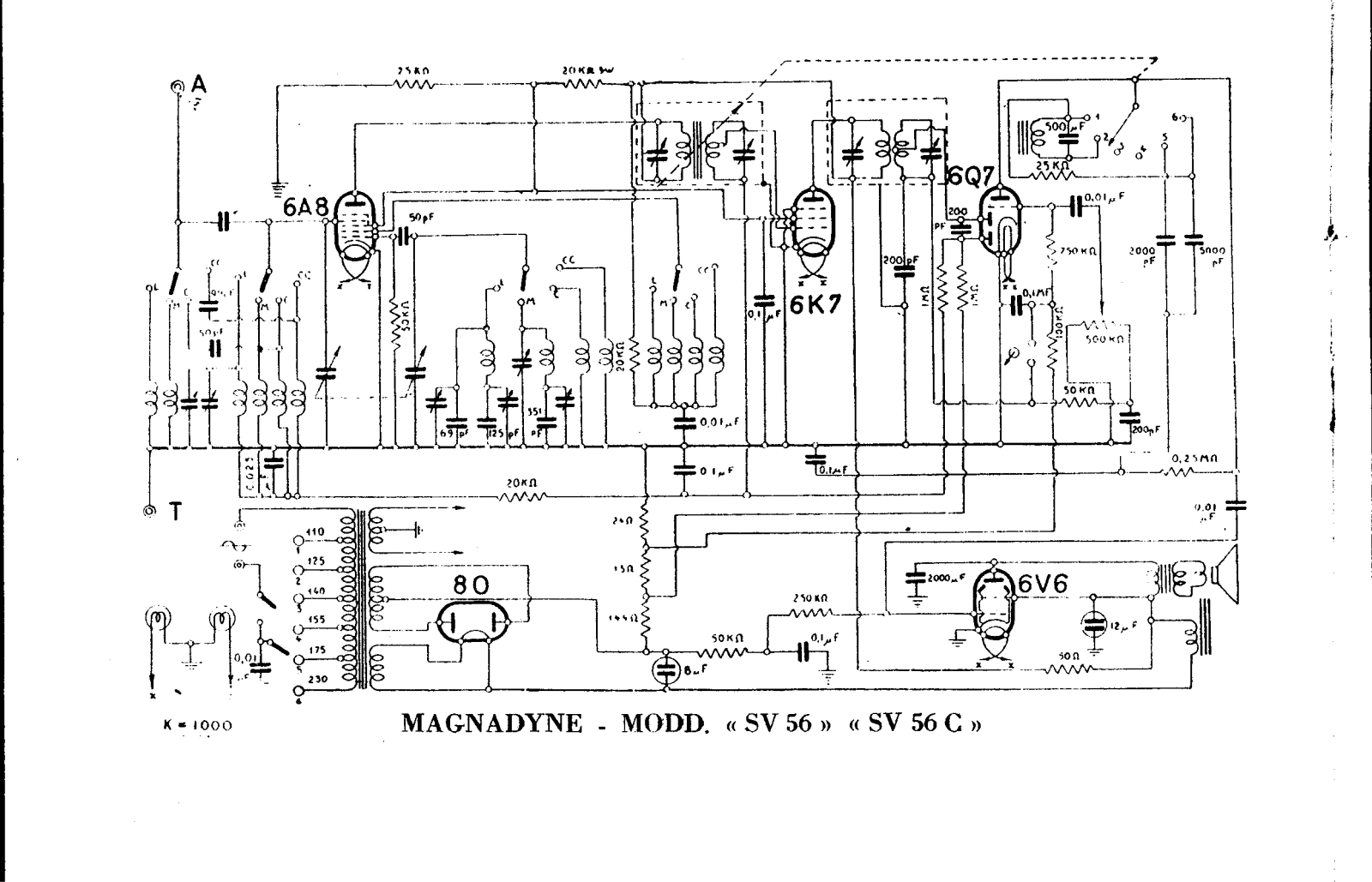 Magnadyne SV56, SV56C Schematic