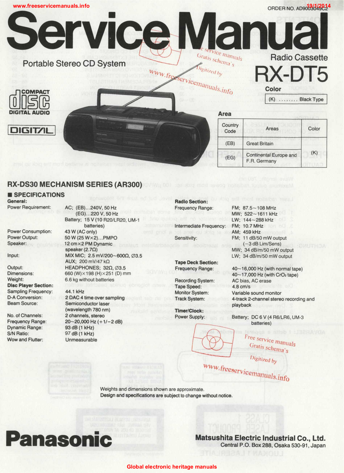 Panasonic rx dt5 Service Manual