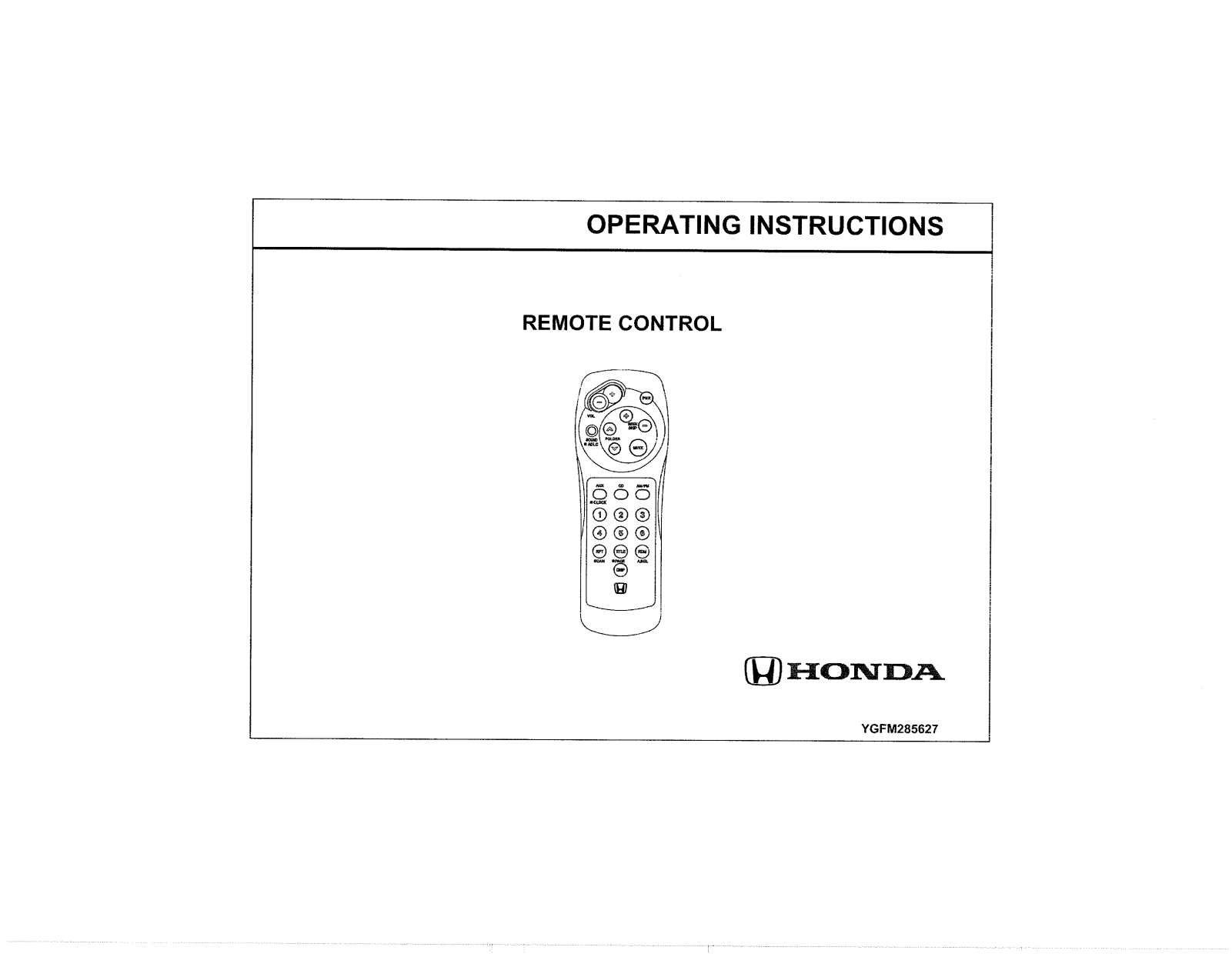 Honda Automobiles YGFM285827 User Manual