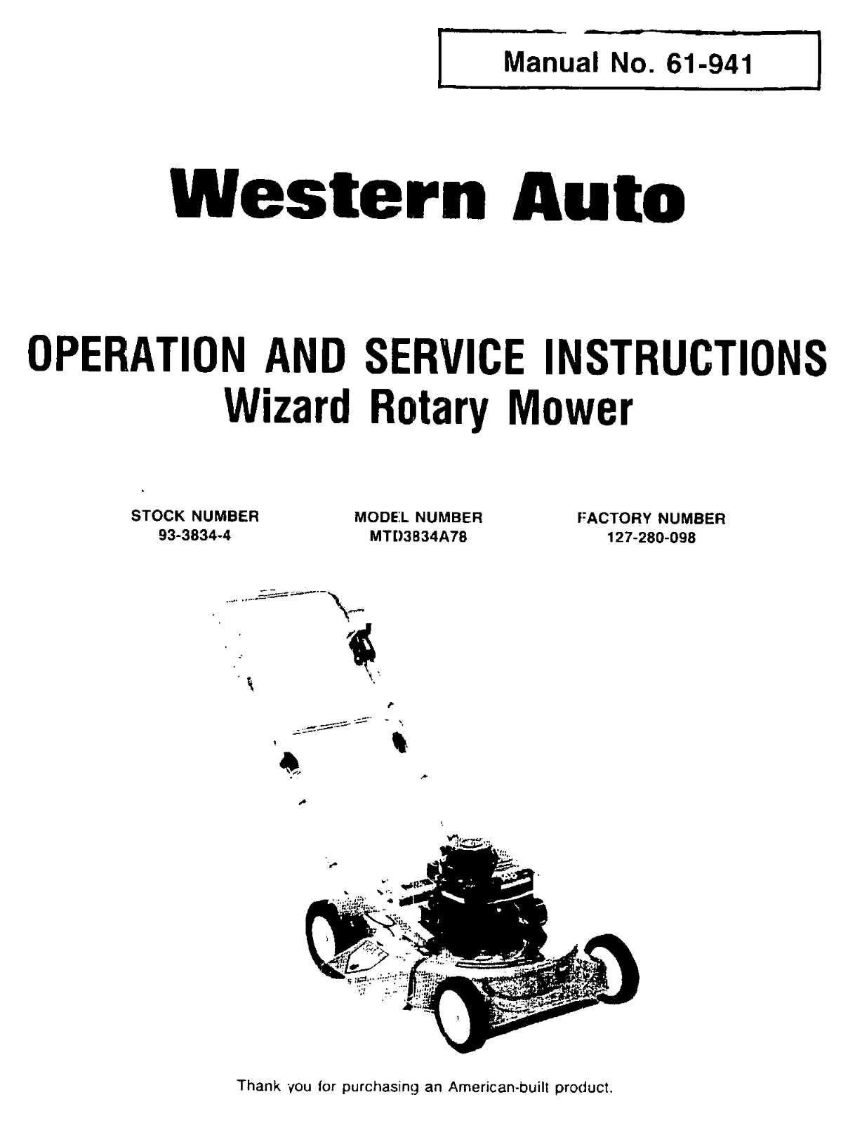 MTD 3834A78 User Manual