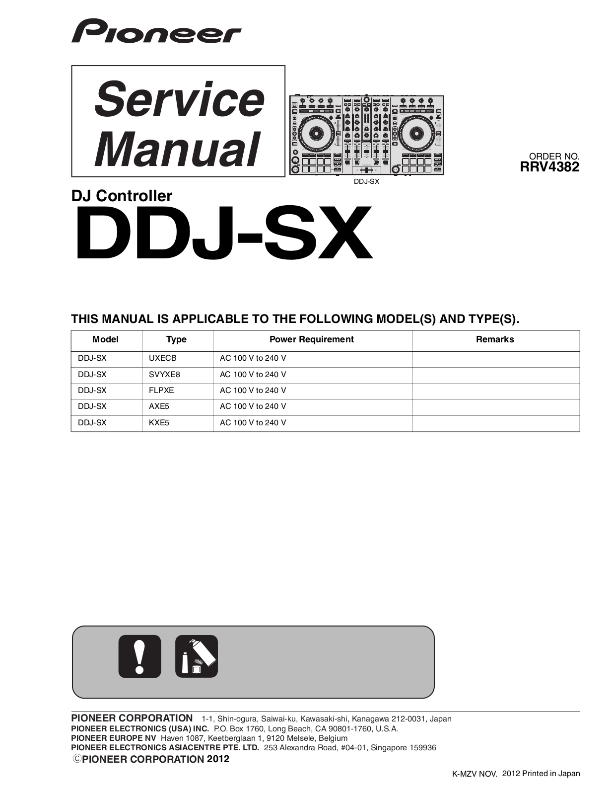Pioneer DDJ-SX Service manual