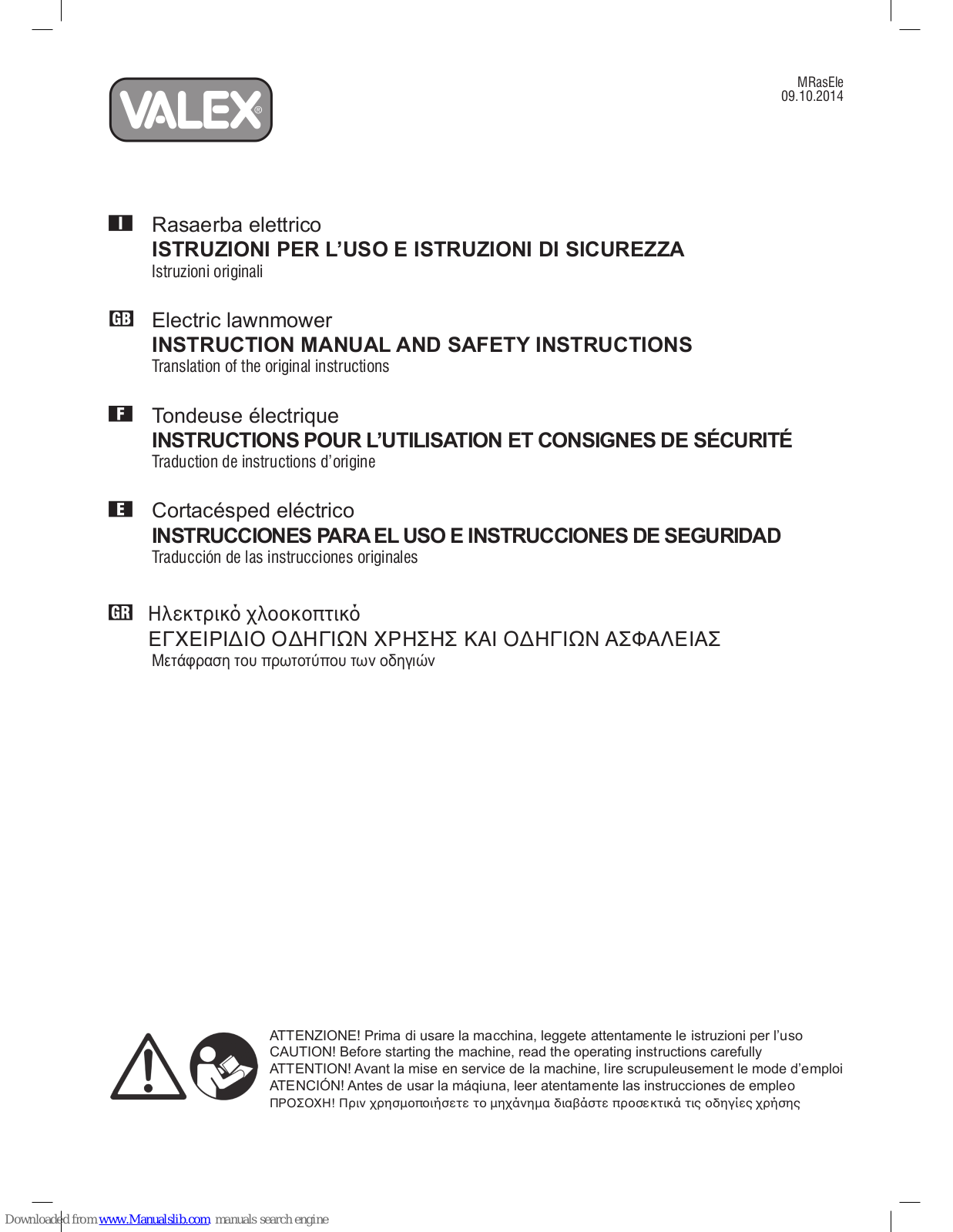 Valex 1600L Instruction Manual And Safety Instructions