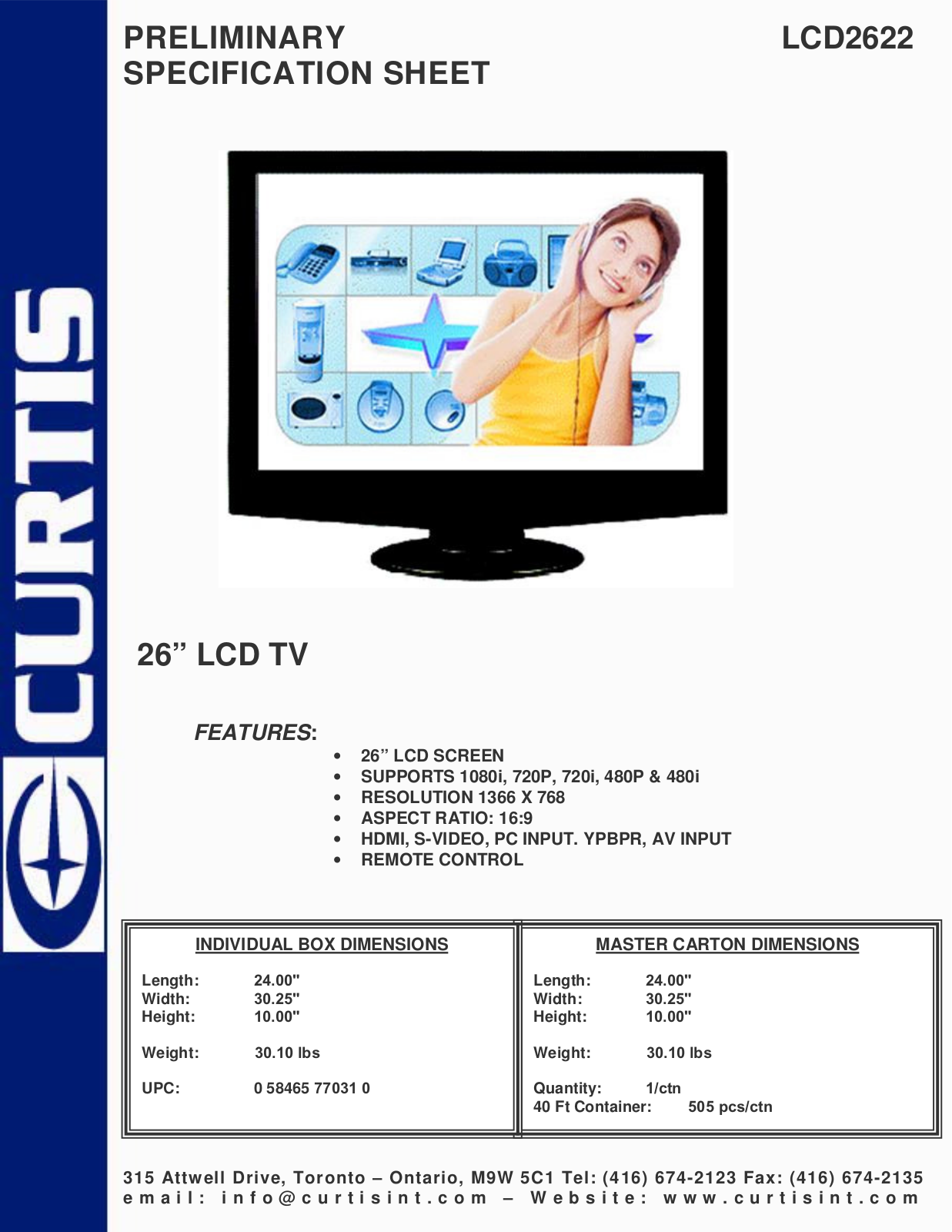 Curtis LCD2622 User Manual