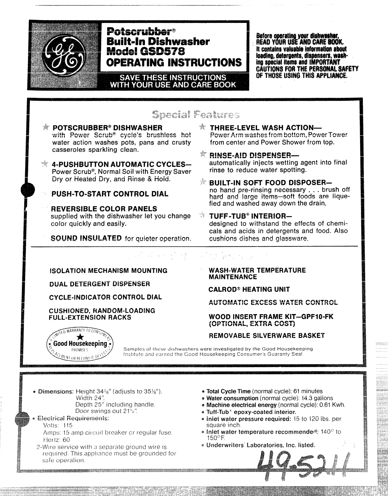 GE GSD578 Operating Instructions - ManualMachine.com