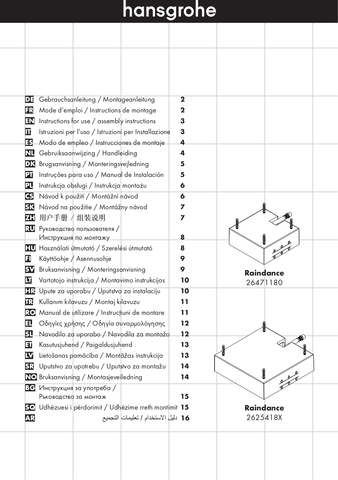 Hansgrohe 26471180 User Manual