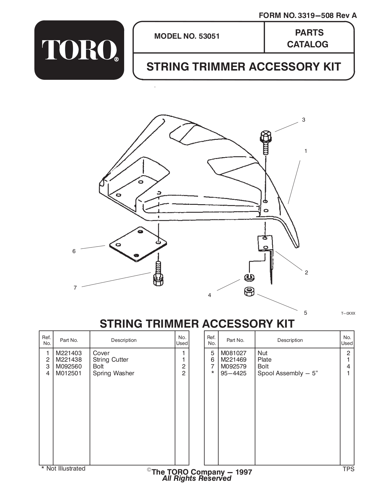 Toro 53051 Parts Catalogue