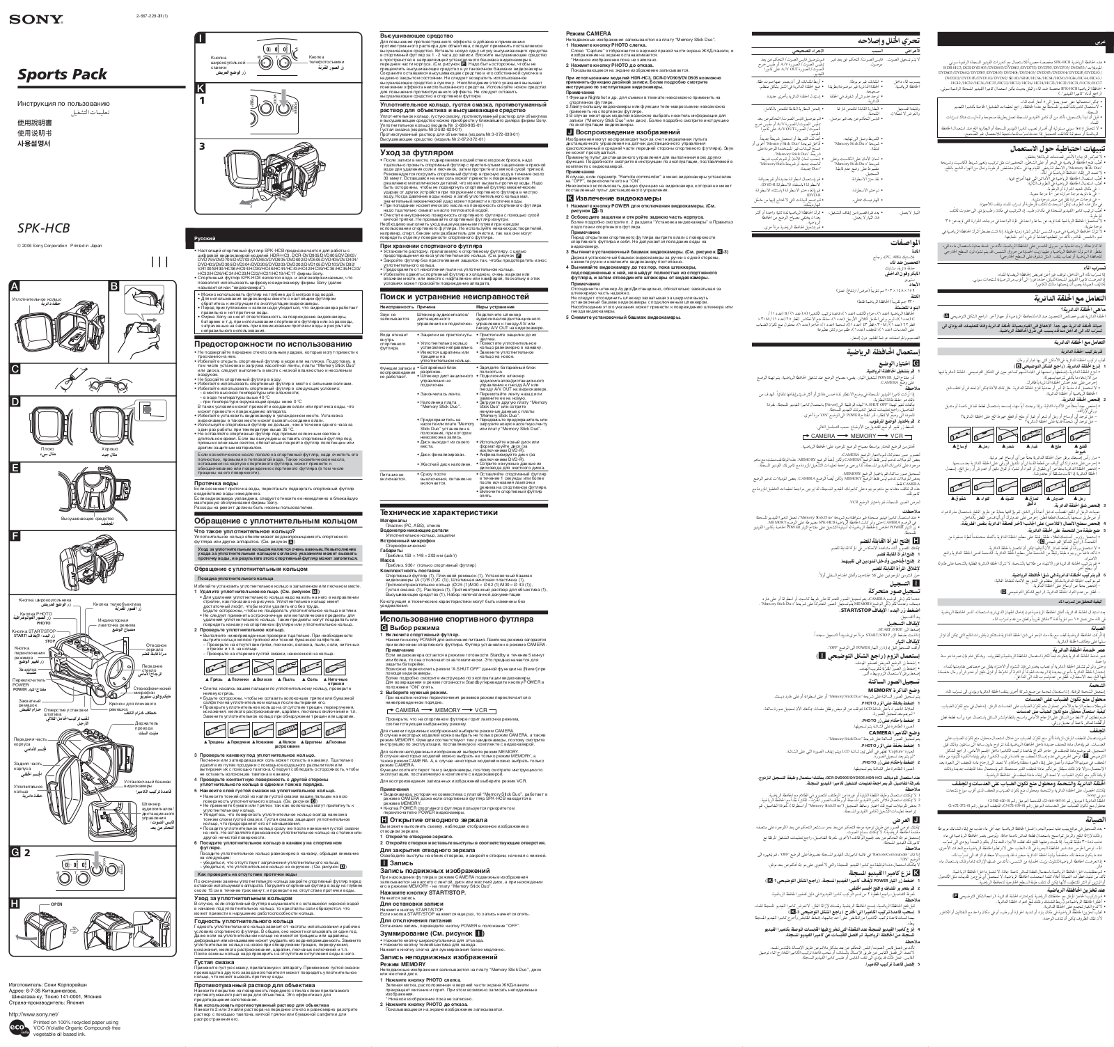 Sony SPK-HCB User Manual