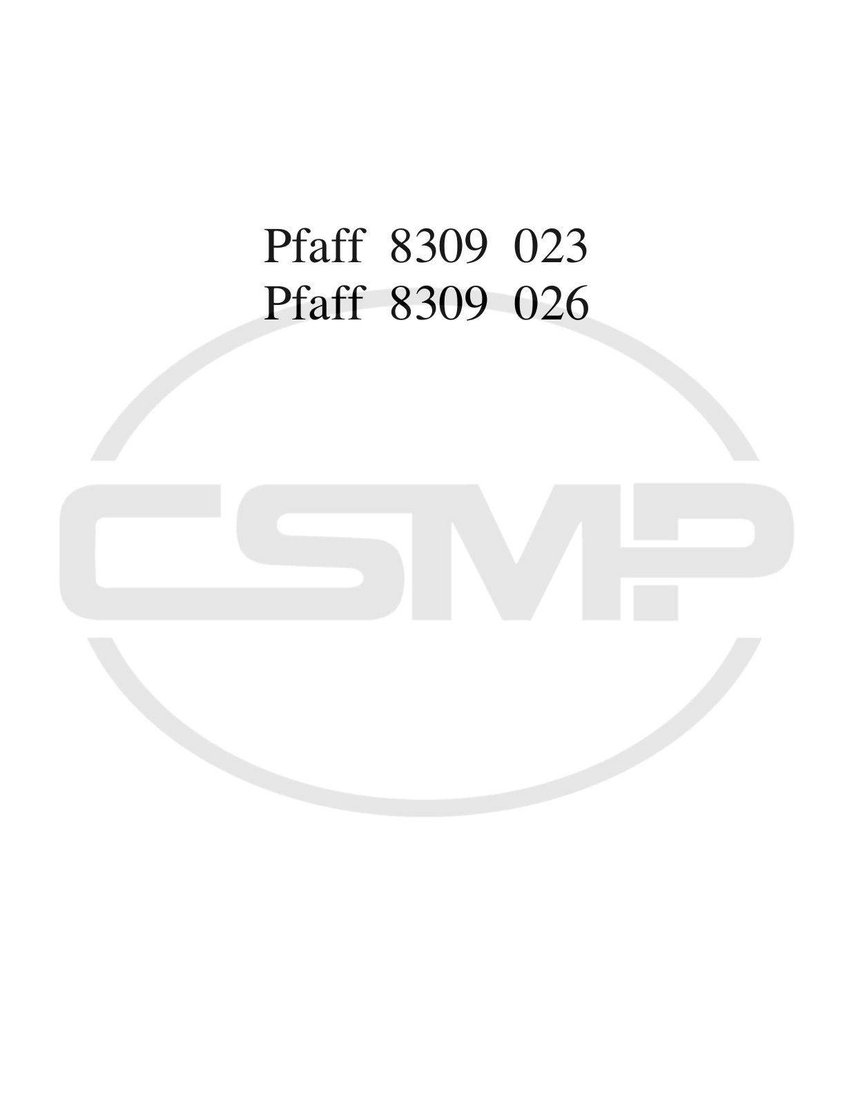 Pfaff 8309 Parts Book