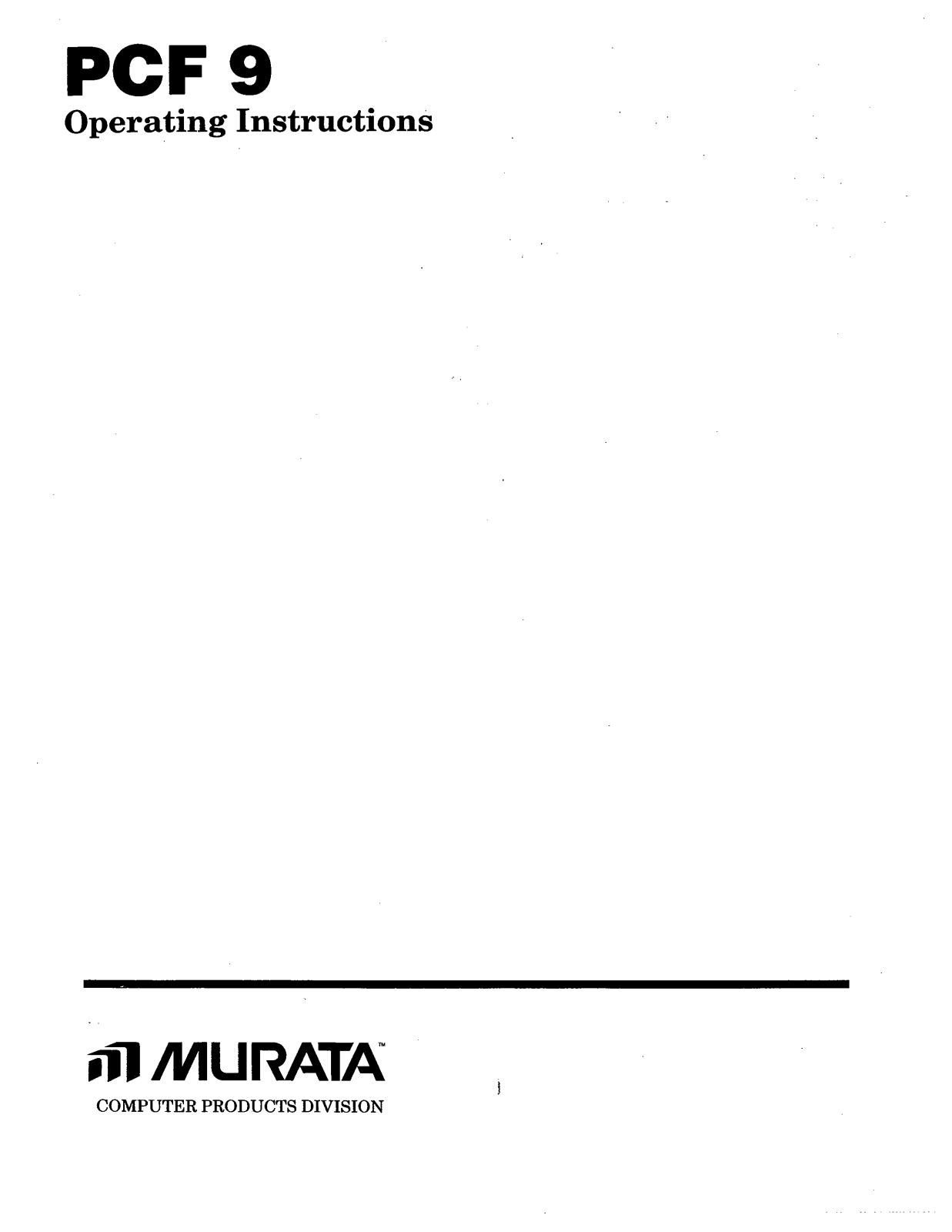 Muratec PCF9 Operating Manual