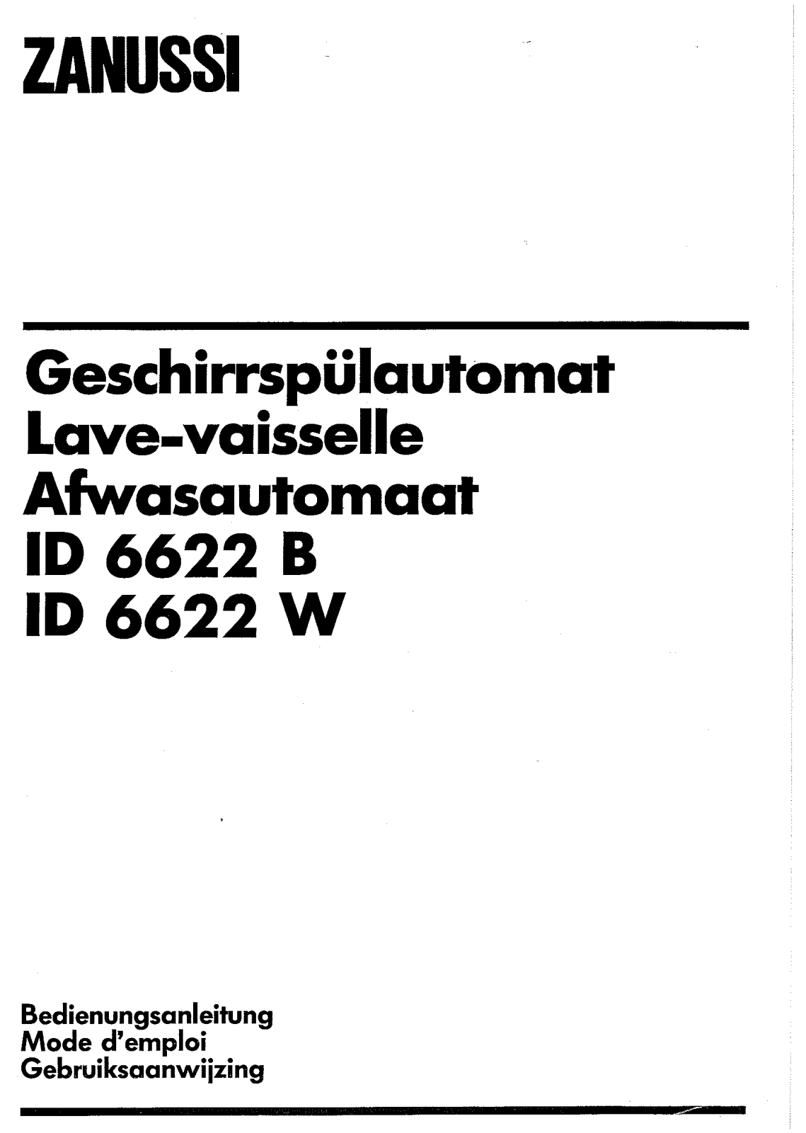 Zanussi ID6622W, ID6622B User Manual