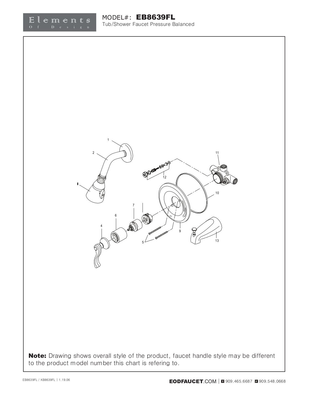 Elements of Design EDE1143 Service Parts - ManualMachine.com