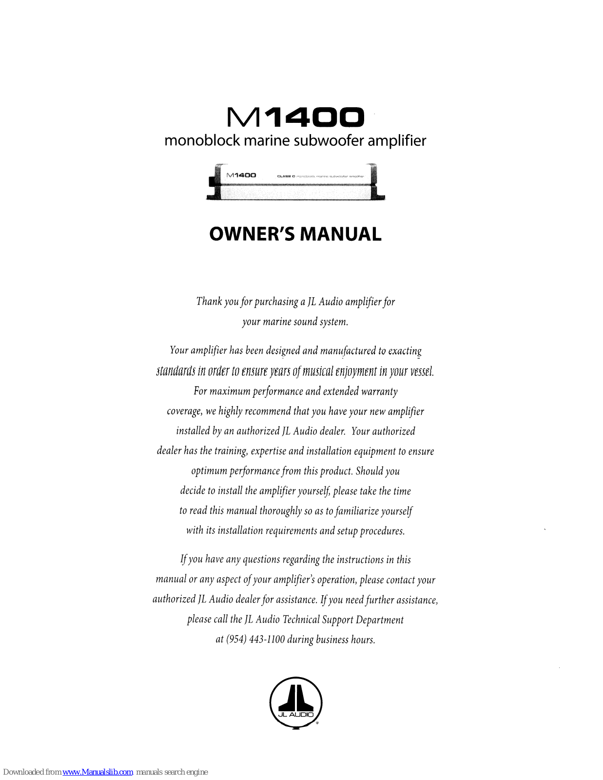 JL Audio M1400 Owner's Manual