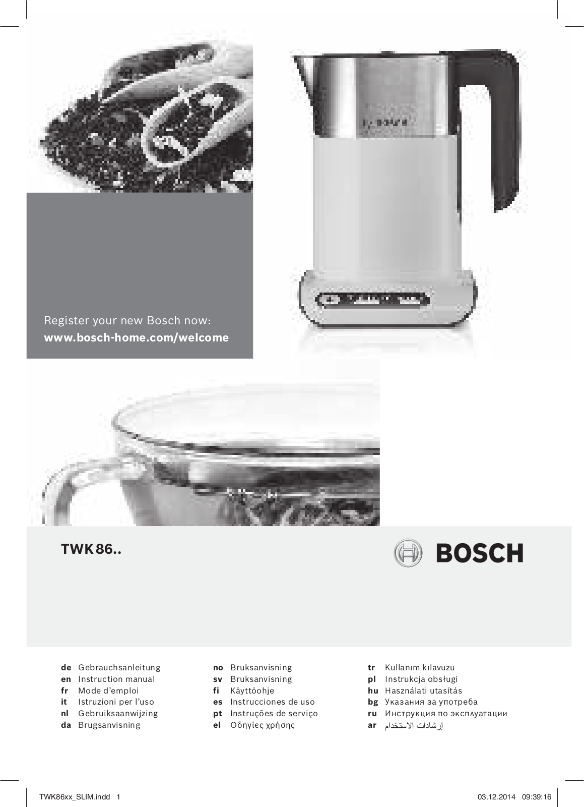 Bosch TWK8612P User Manual