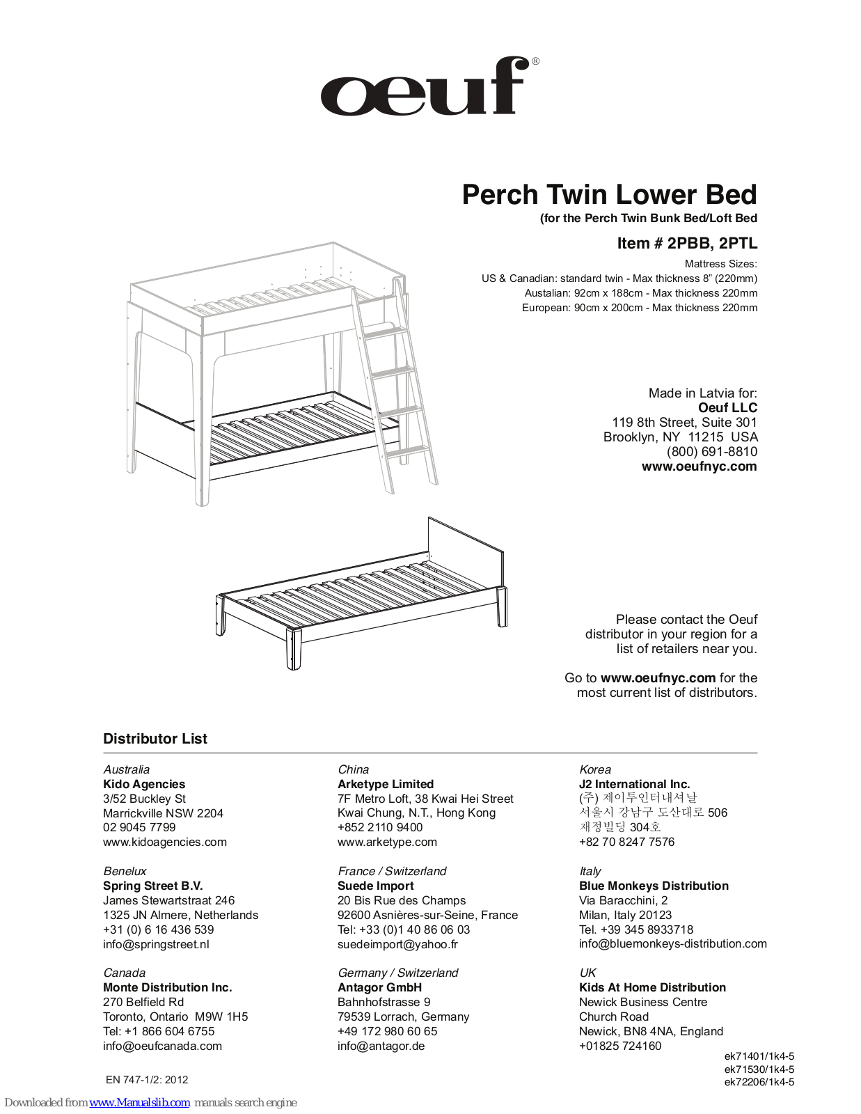 Oeuf 2PTL, 2PBB Assembly  Manual