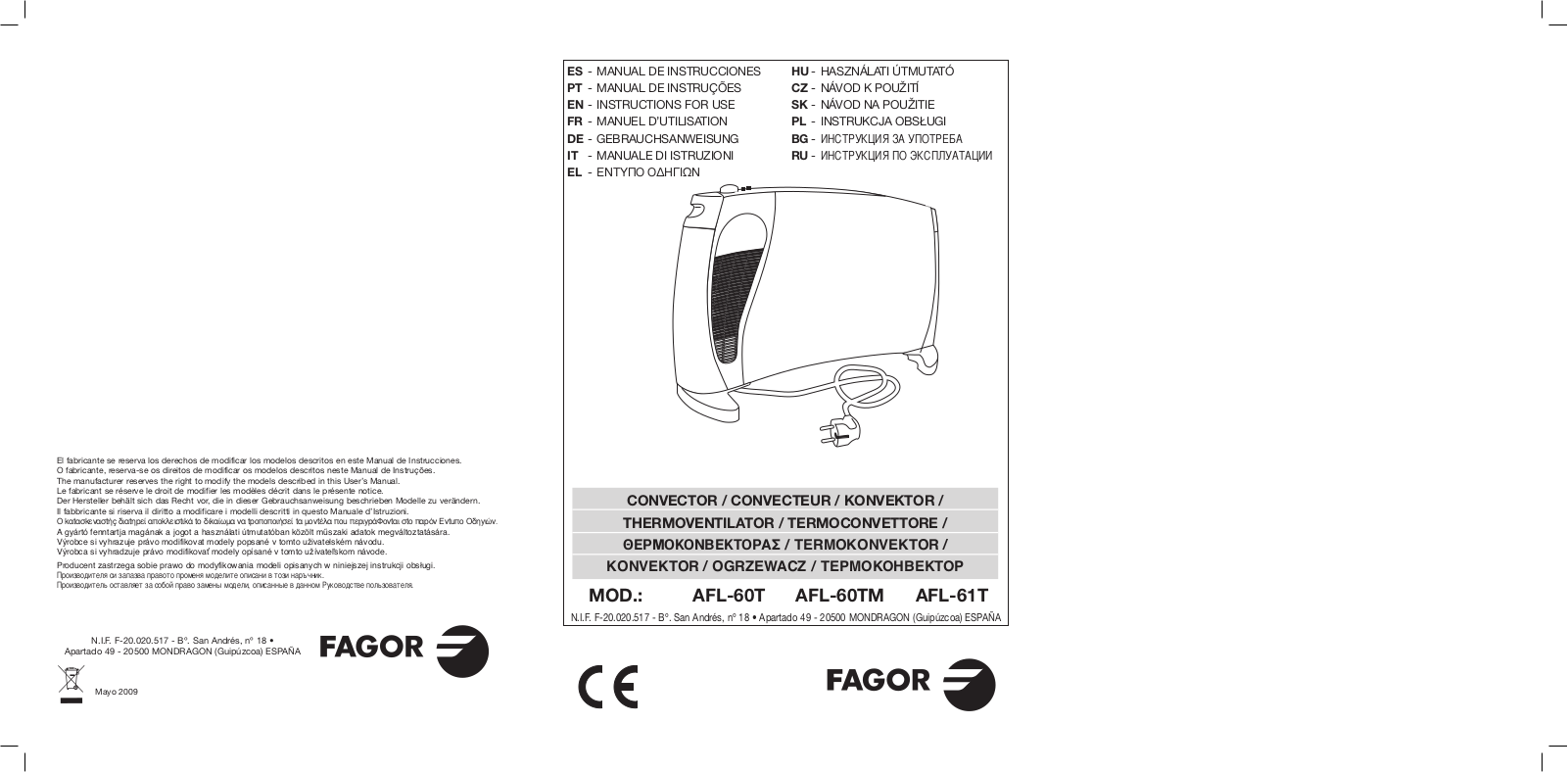 Fagor AFL-60TM User Manual