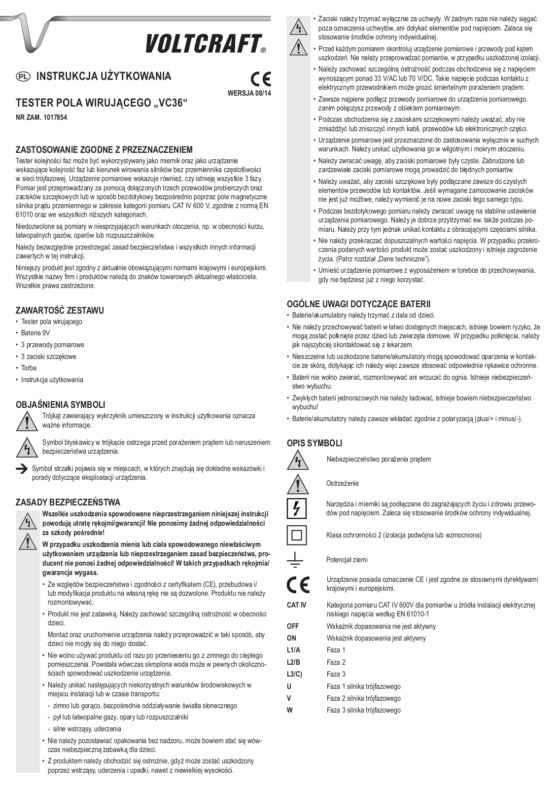 VOLTCRAFT VC36 User guide