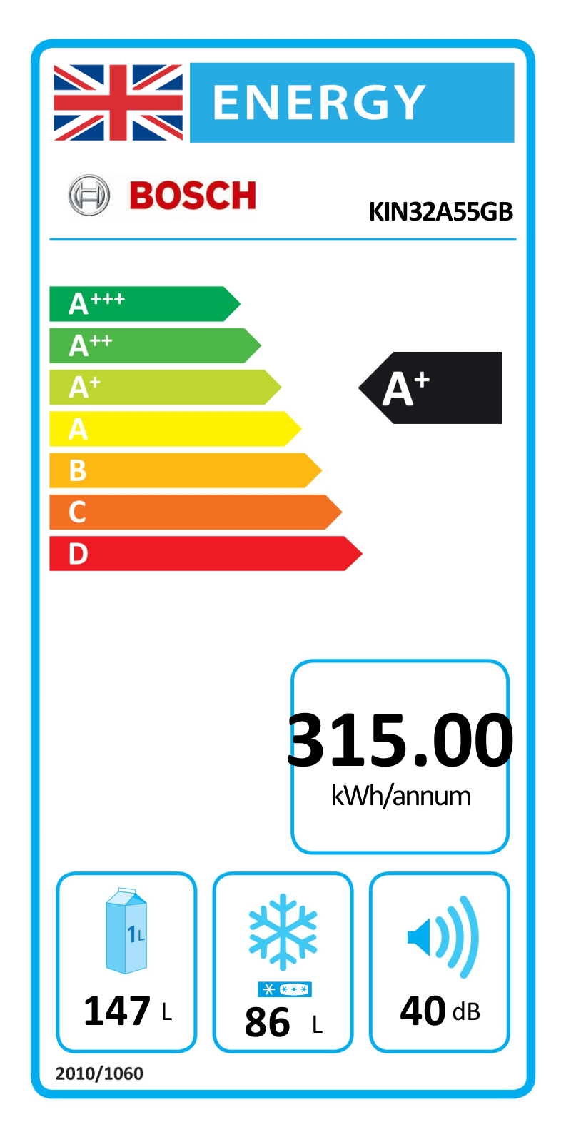 Bosch KIN32A55GB EU Energy Label