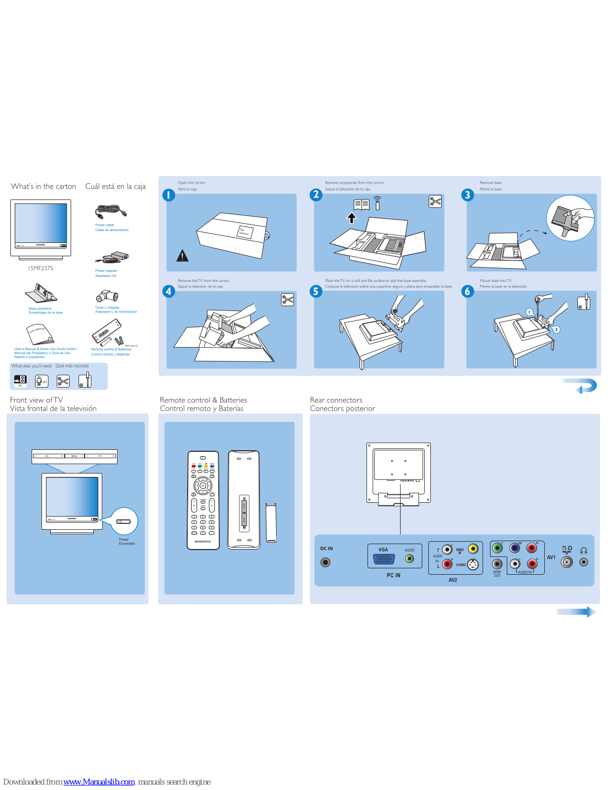 Magnavox 15MF237S/27E, 15MF237S, 15MF237S-27B Getting Started Manual