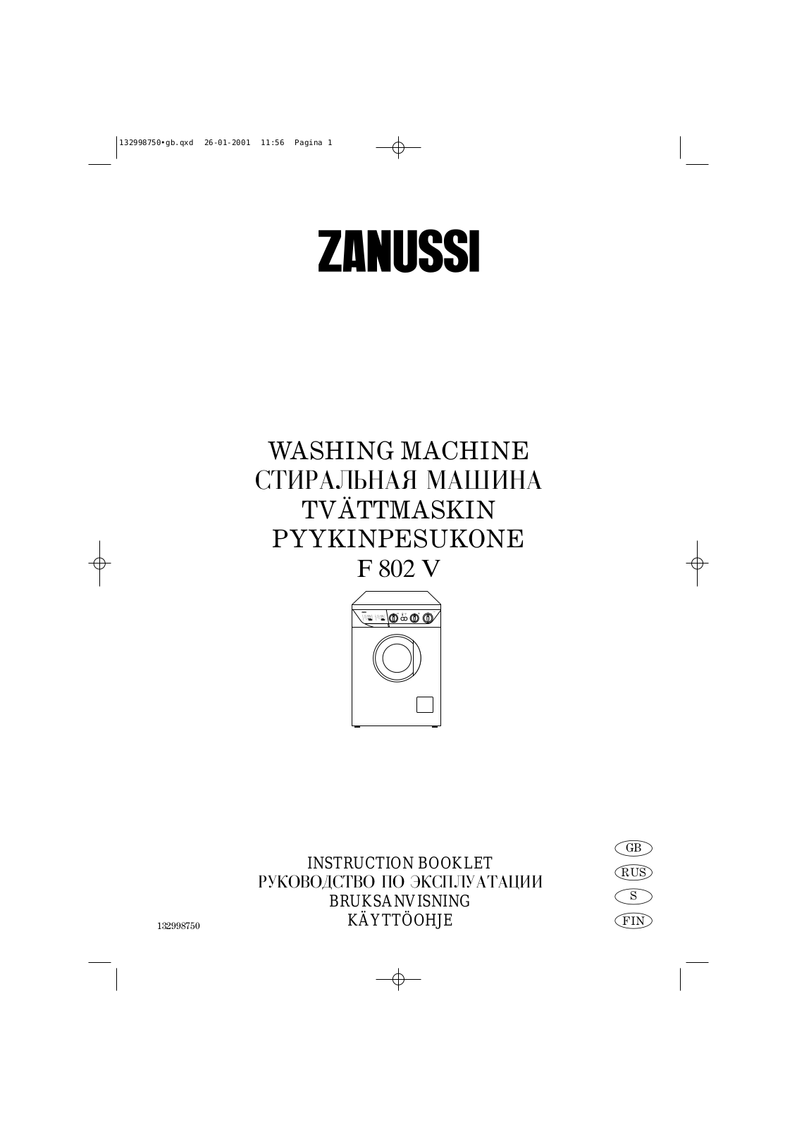 Zanussi F 802 V User Manual