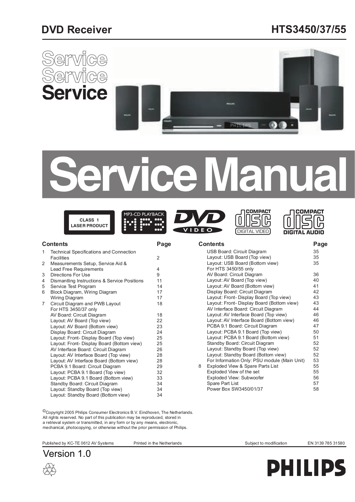 Philips HTS-3450 Service manual