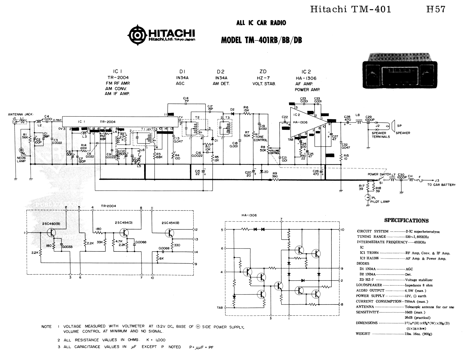 Hitachi TM-401DB, TM-401BB, TM-401RB Service Manual