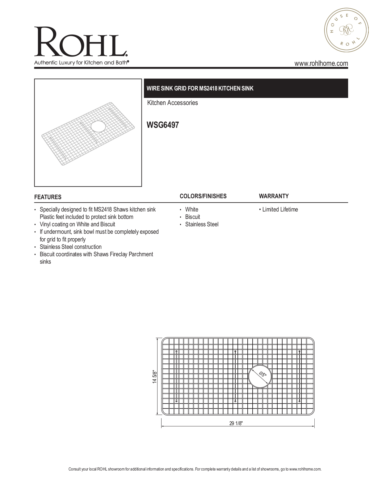 Rohl XRH10148 Specifications - ManualMachine.com