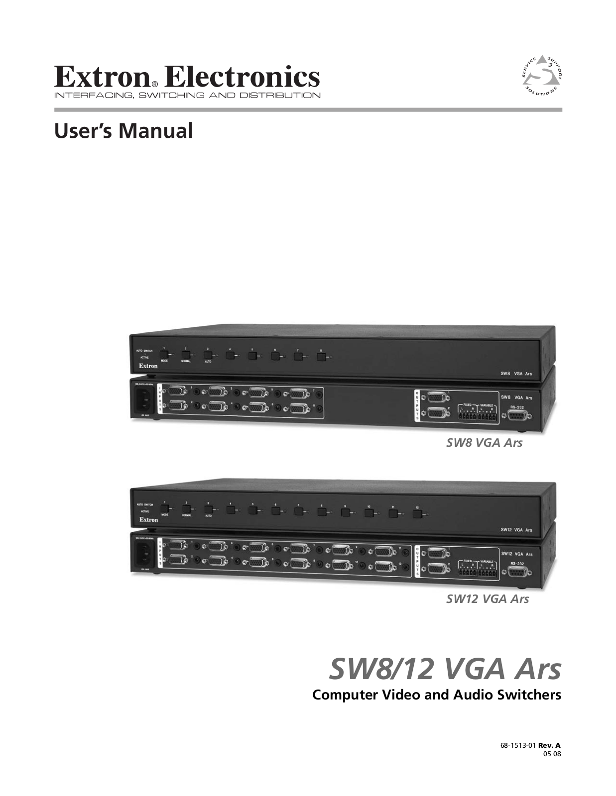 Extron electronic SW8 VGA Ars, SW12 VGA Ars User Manual