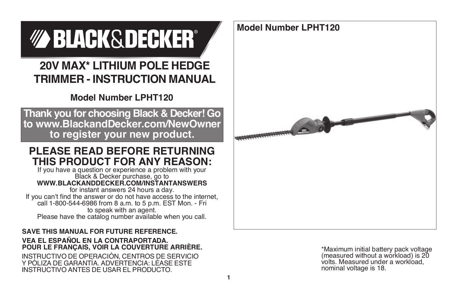 Black & Decker LPHT120 User Manual