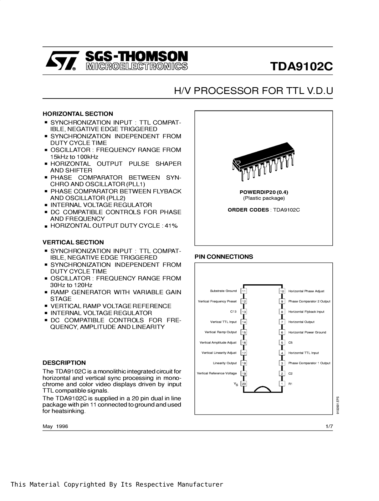 Philips TDA9102 Service Manual