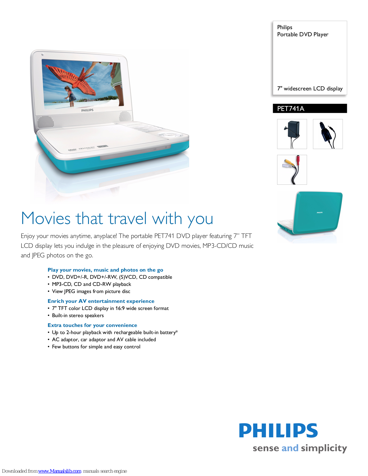 Philips PET741A, PET741A/17 Specifications - ManualMachine.com