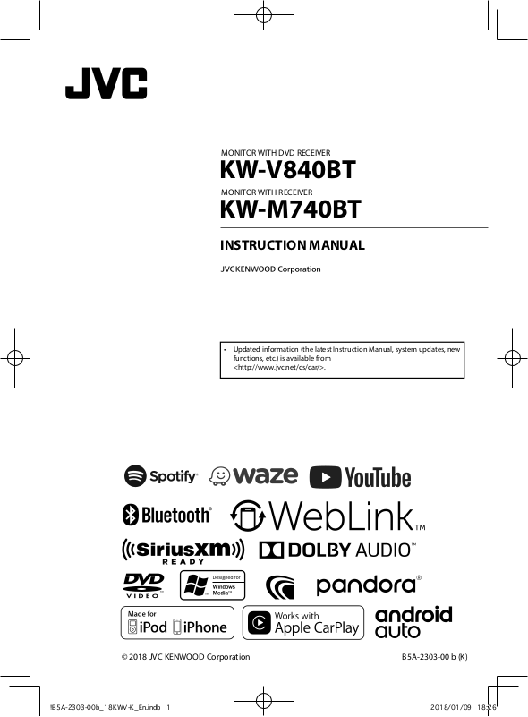 Jvc KW-M740BT, KW-V840BT User Manual