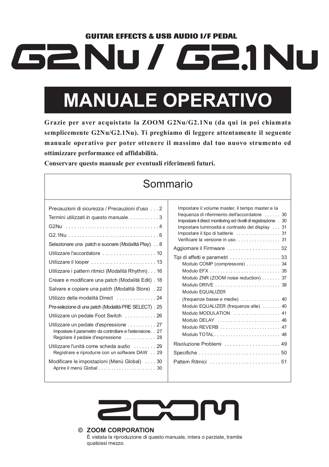 Zoom G21NU User Manual