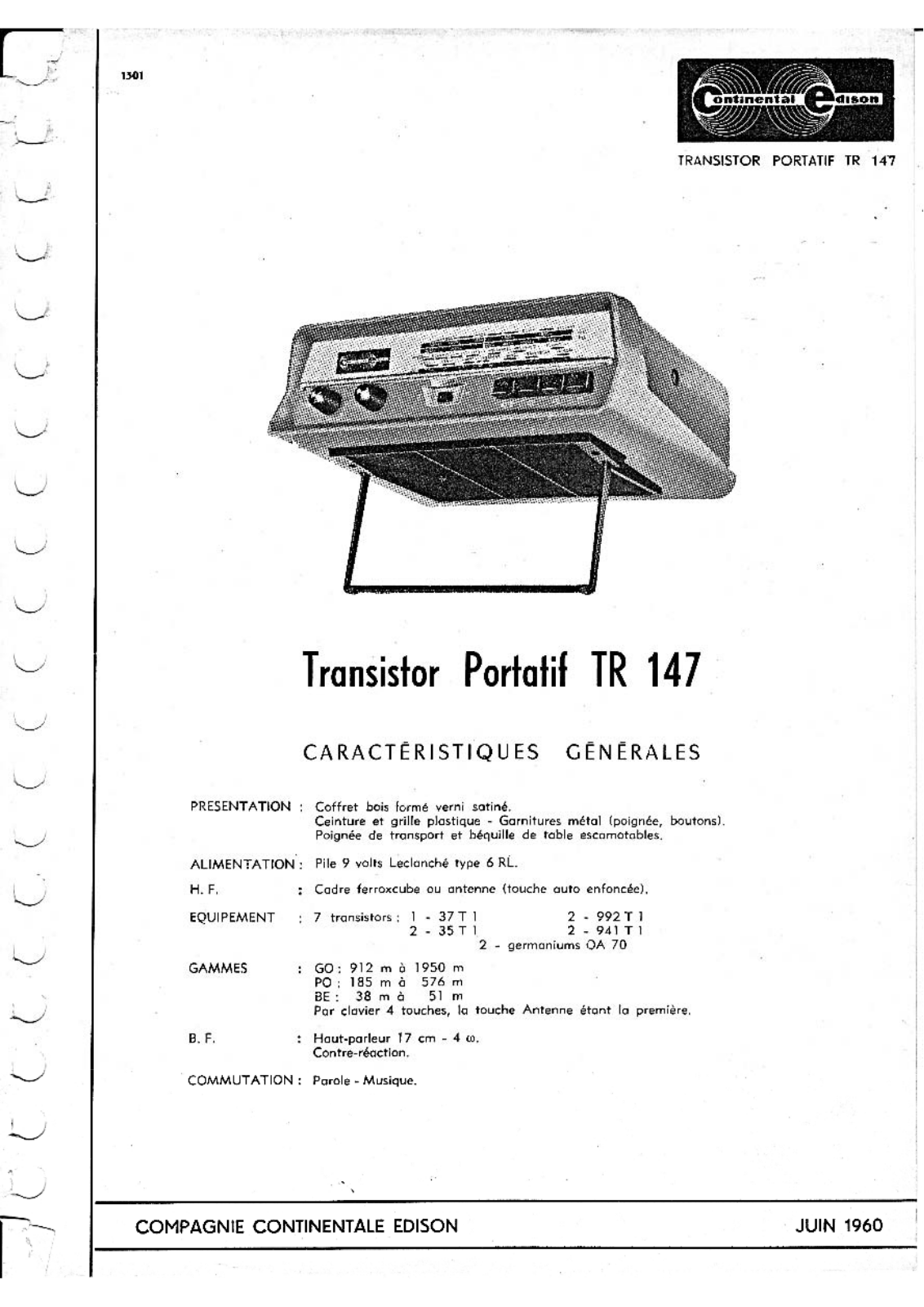 Continental Edison TR-147 Service Manual