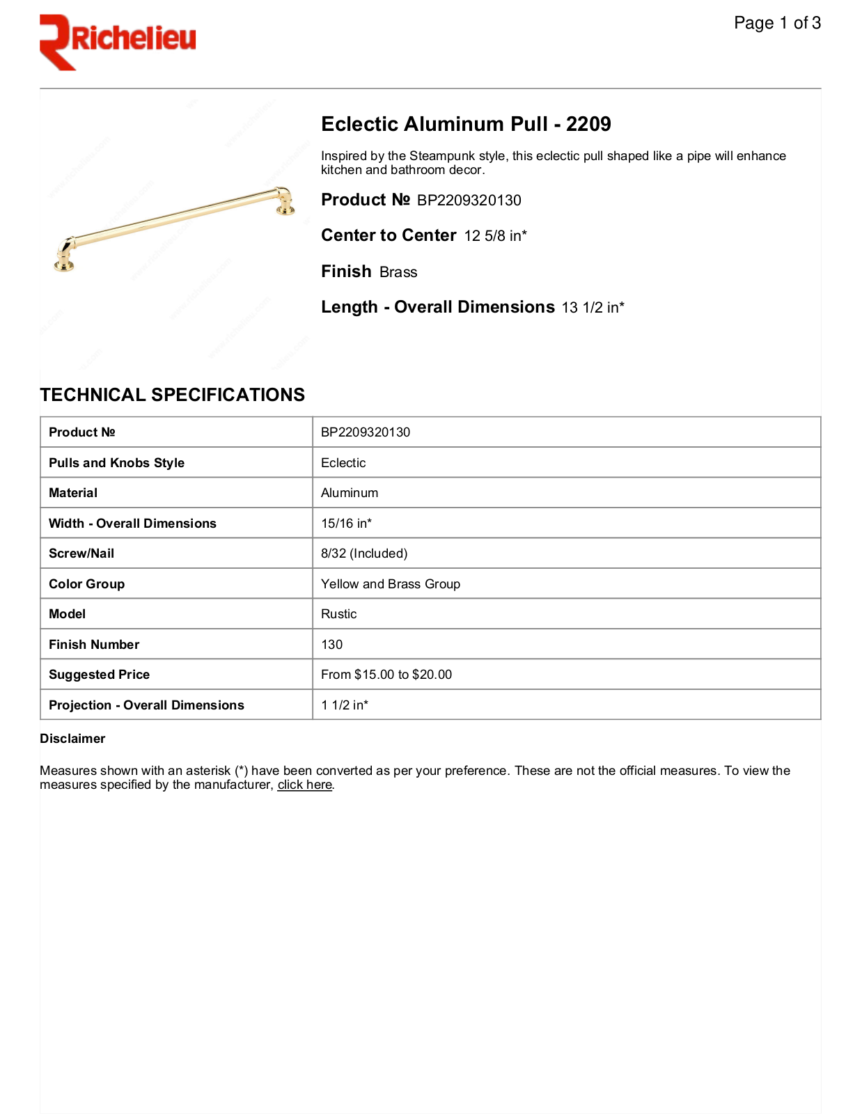Richelieu RHC10441 Specifications - ManualMachine.com