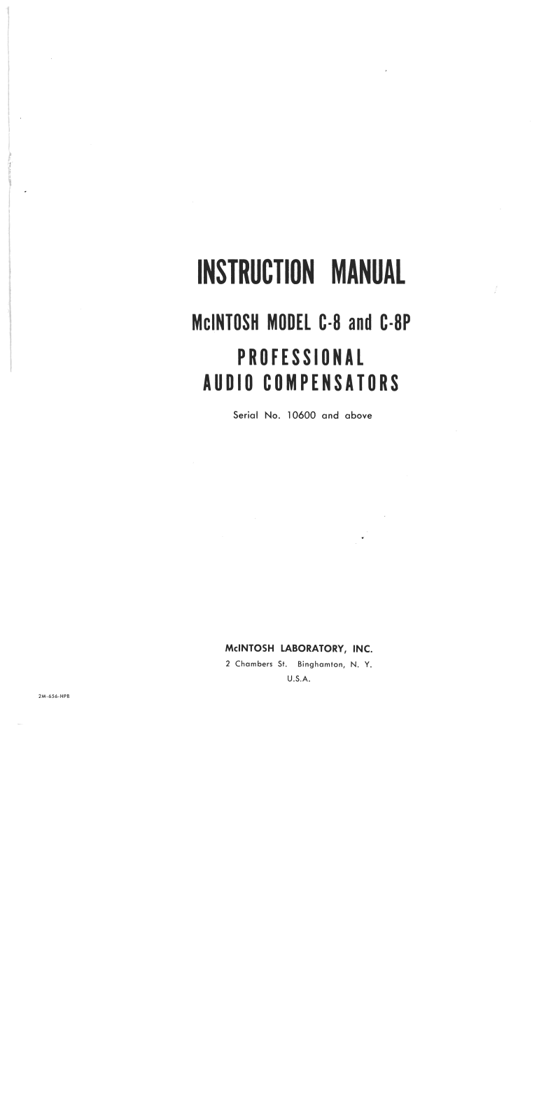 McIntosh C-8, C-8-P Owners manual