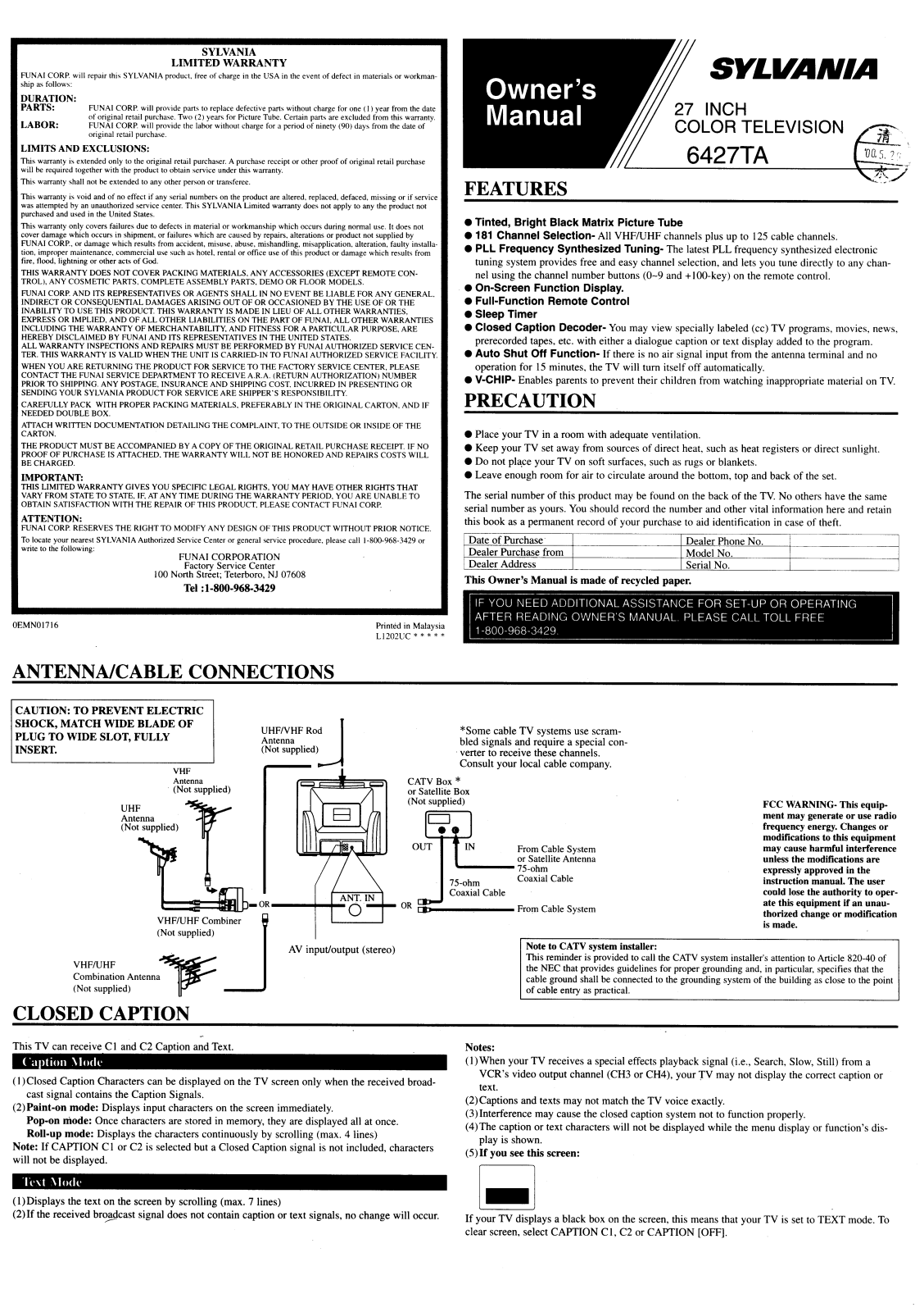 Sylvania 6427TA User Manual