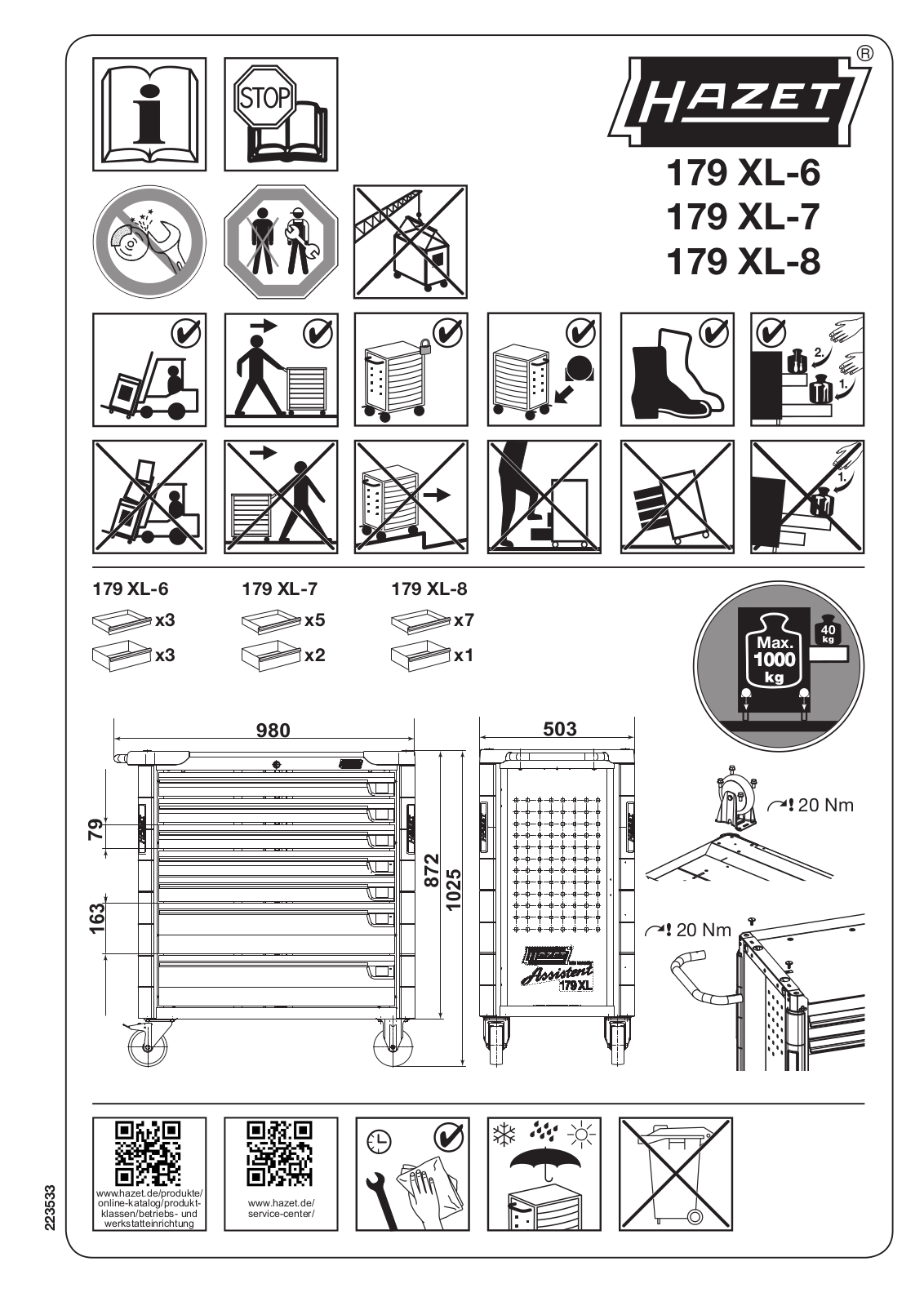 Hazet 179 XL-6, 179 XL-7, 179 XL-8 Service Manual