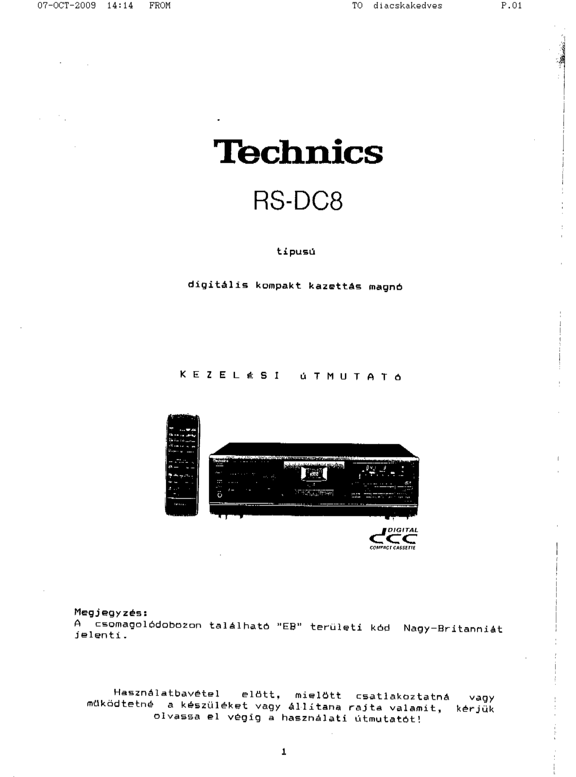 Panasonic RS-DC8 User Manual