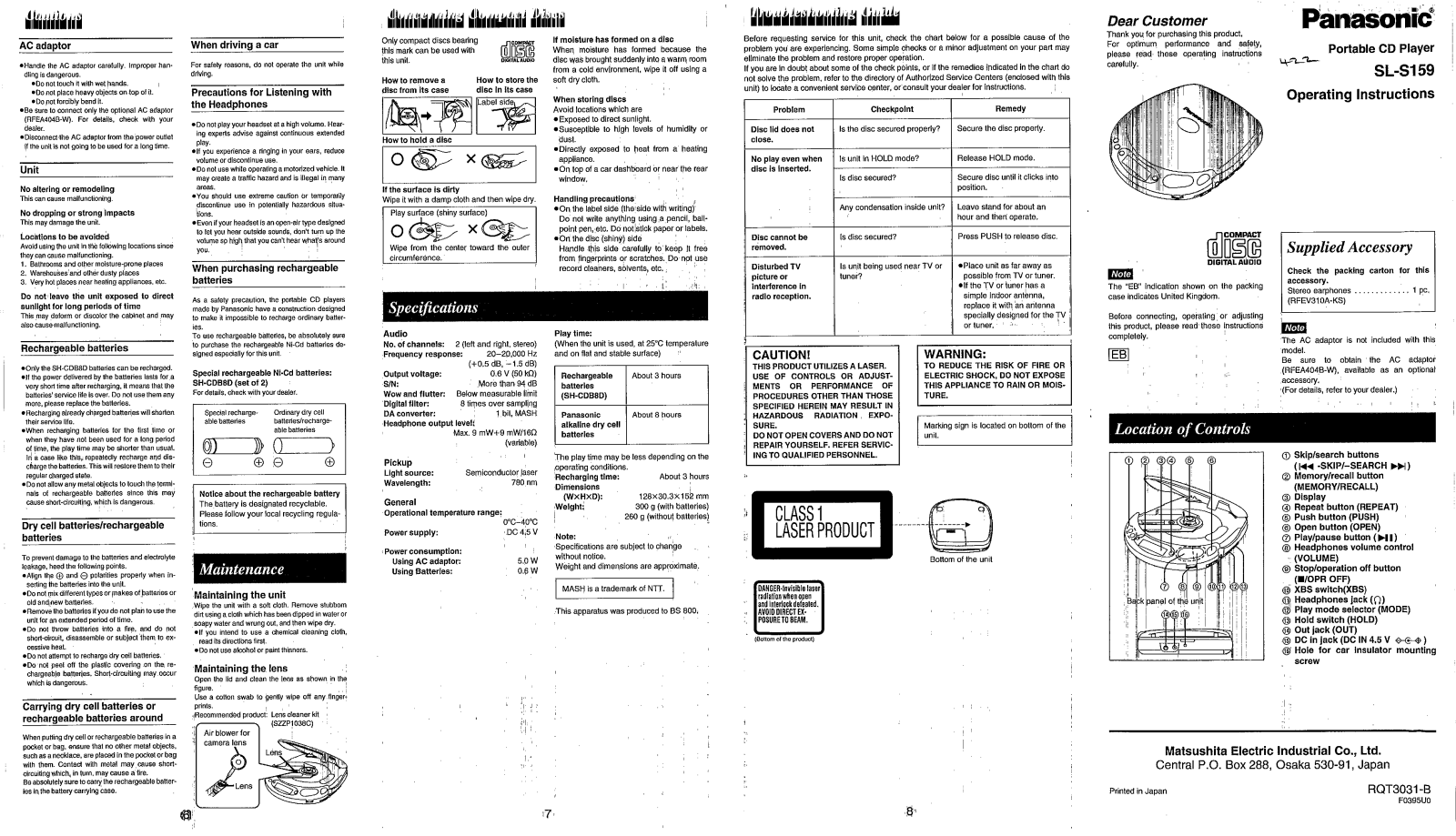 Panasonic SL-S159 User Manual