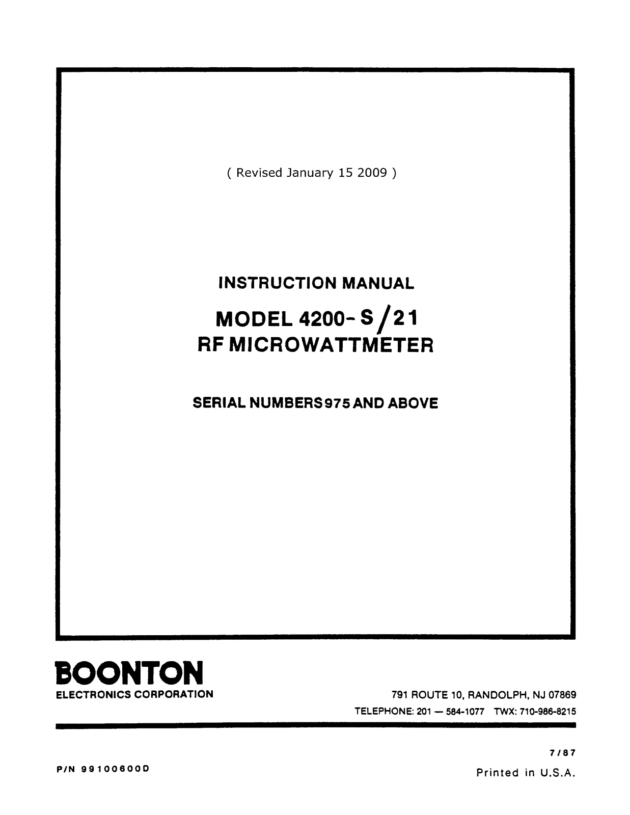 BOONTON 4200- S Instruction Manual