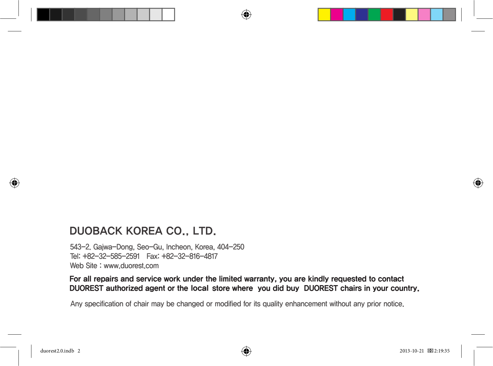 Duoback Korea Duorest 2.0 Series, Duorest 2.0 D2-100, Duorest 2.0 D2-150 User Manual