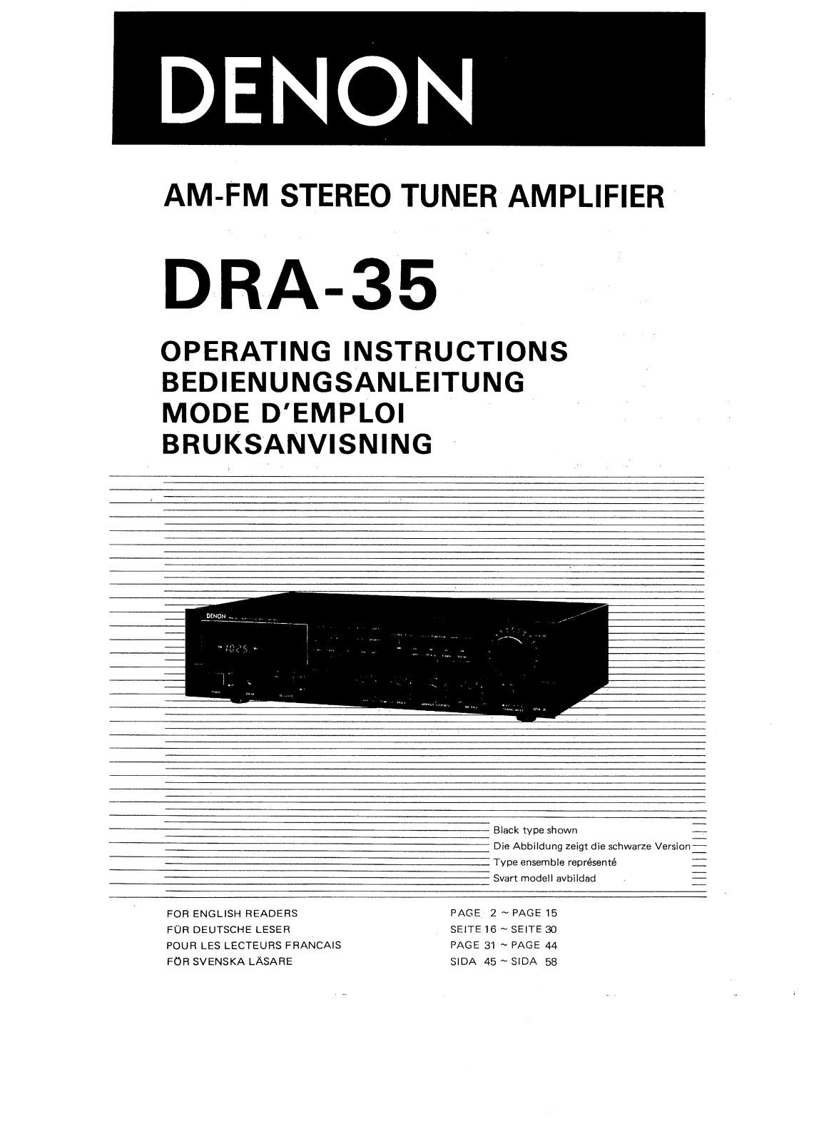 Denon DRA-35 Owner's Manual